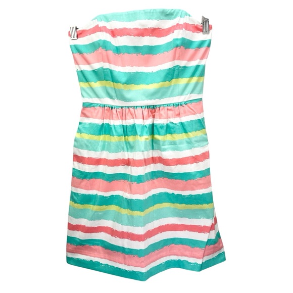 Vineyard Vines Painted Stripes Strapless Dress, Pink and Mint Green - Picture 4 of 14